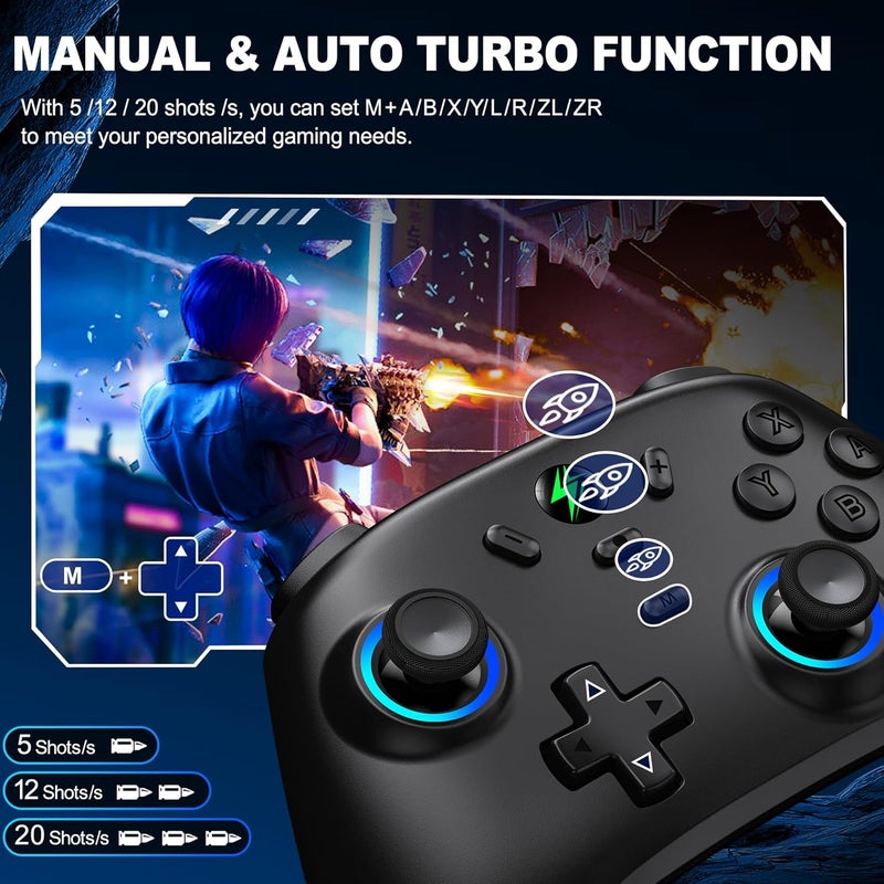 Svetaecho Wireless Switch Pro Controller with Charger for Nintendo Switch Controller/Lite/OLED, Hall Effect PC Game Joysticks/iOS/Android Remote Accessories Interactive Gaming Figures - Image 4